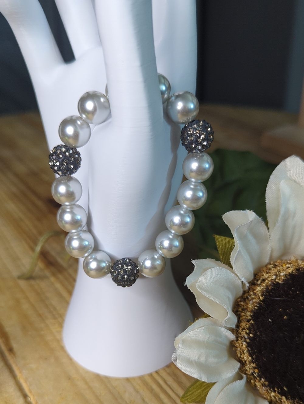 Pearl & Pave Ball Boho Charm Bracelet
